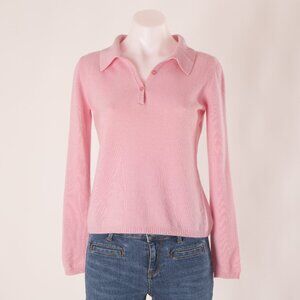Barneys New York Pink Cashmere Polo Sweater Size US XS